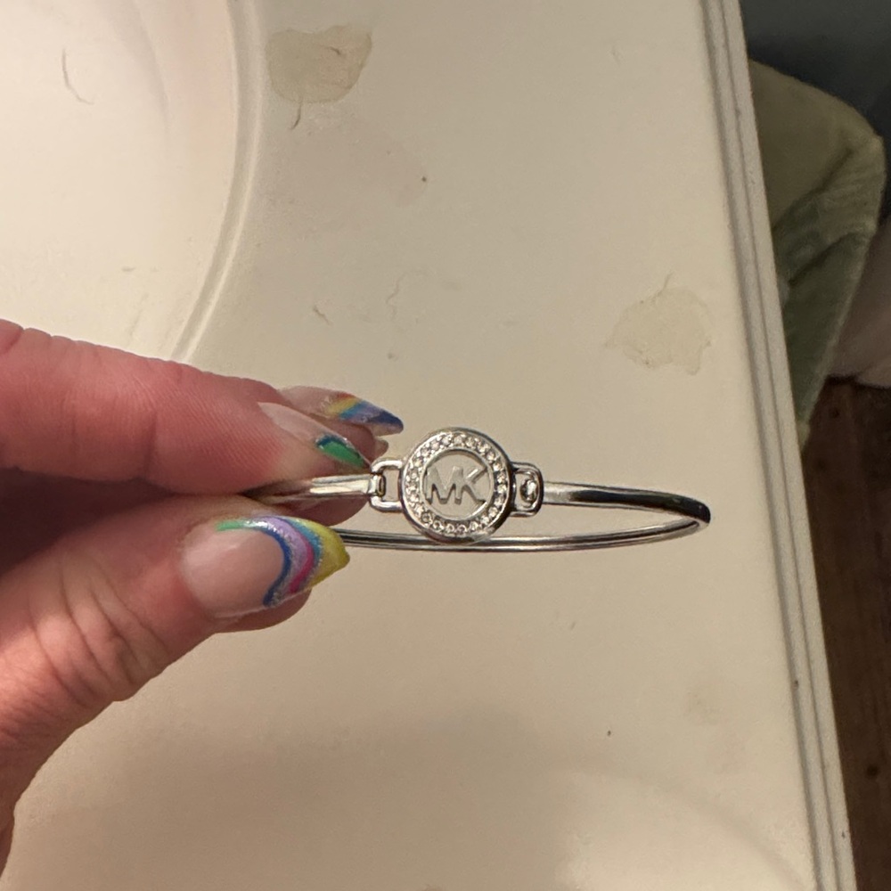 Michael Kors Silver Bangle with Crystal Accents